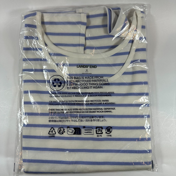Lands End Tank Womens Size M Purple and White Striped Pullover Tank Top NWT! - Picture 2 of 4